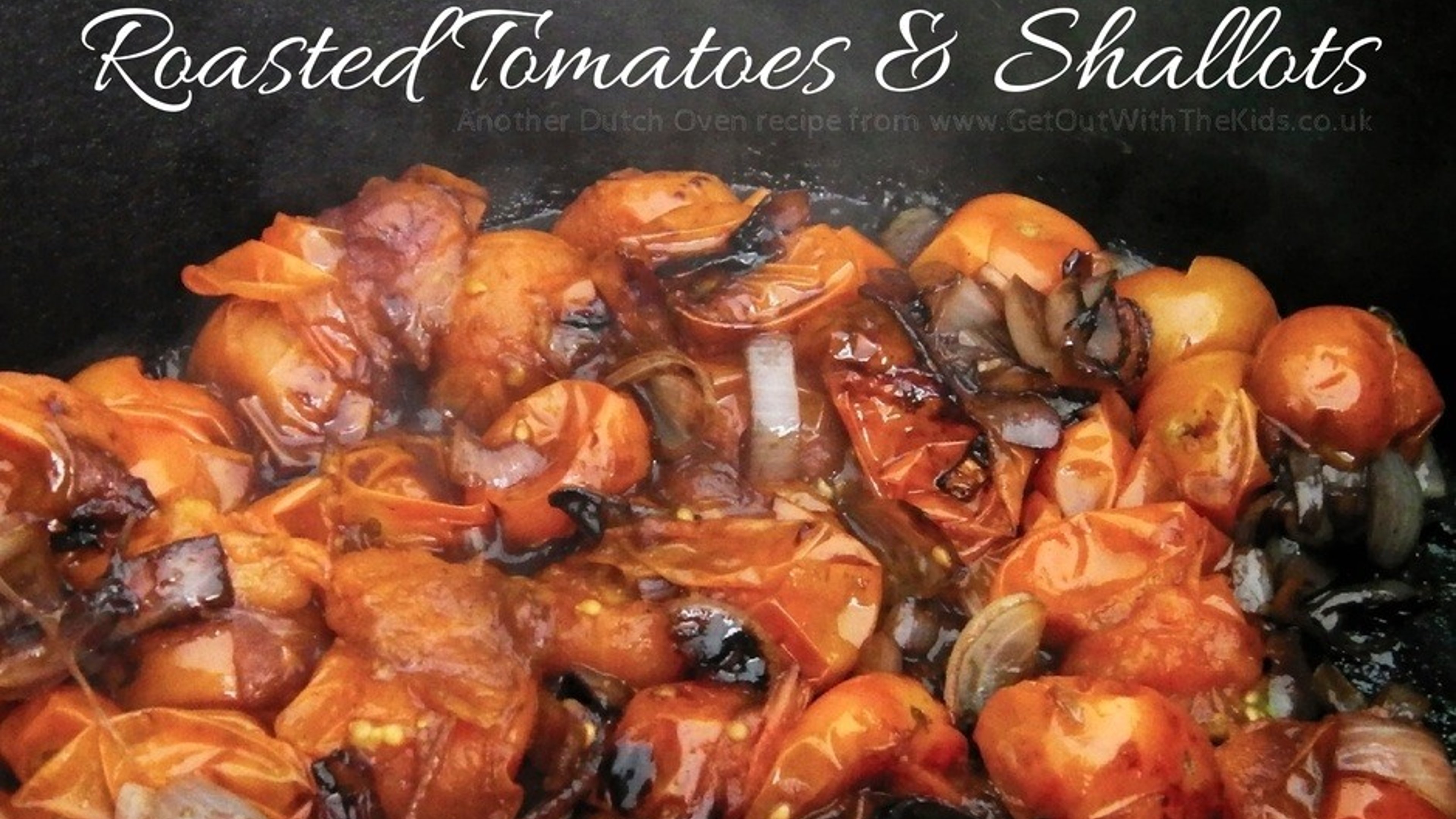 Roasted tomatoes and shallots in a Dutch Oven