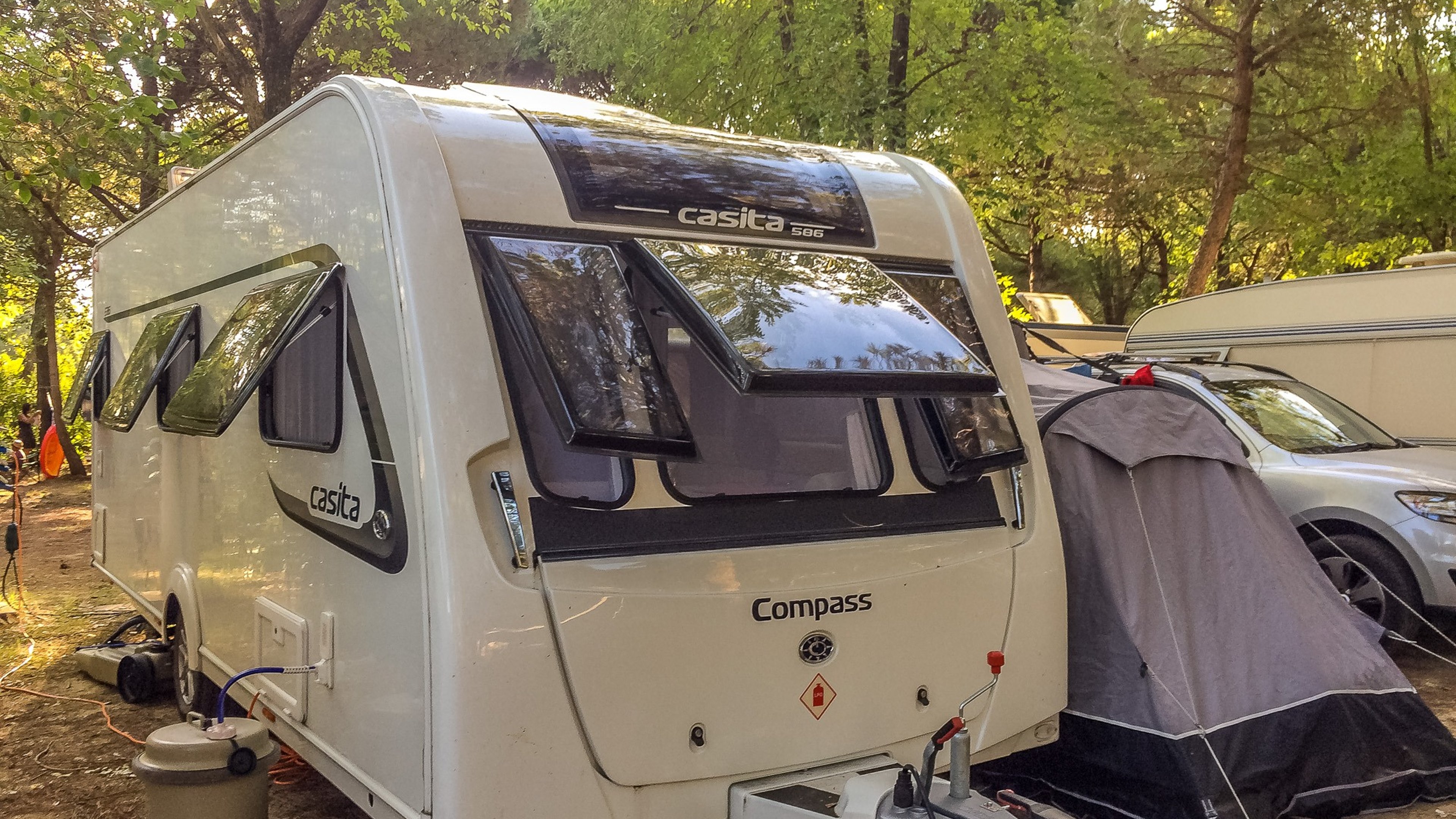 Photo of our caravan pitched in Italy.