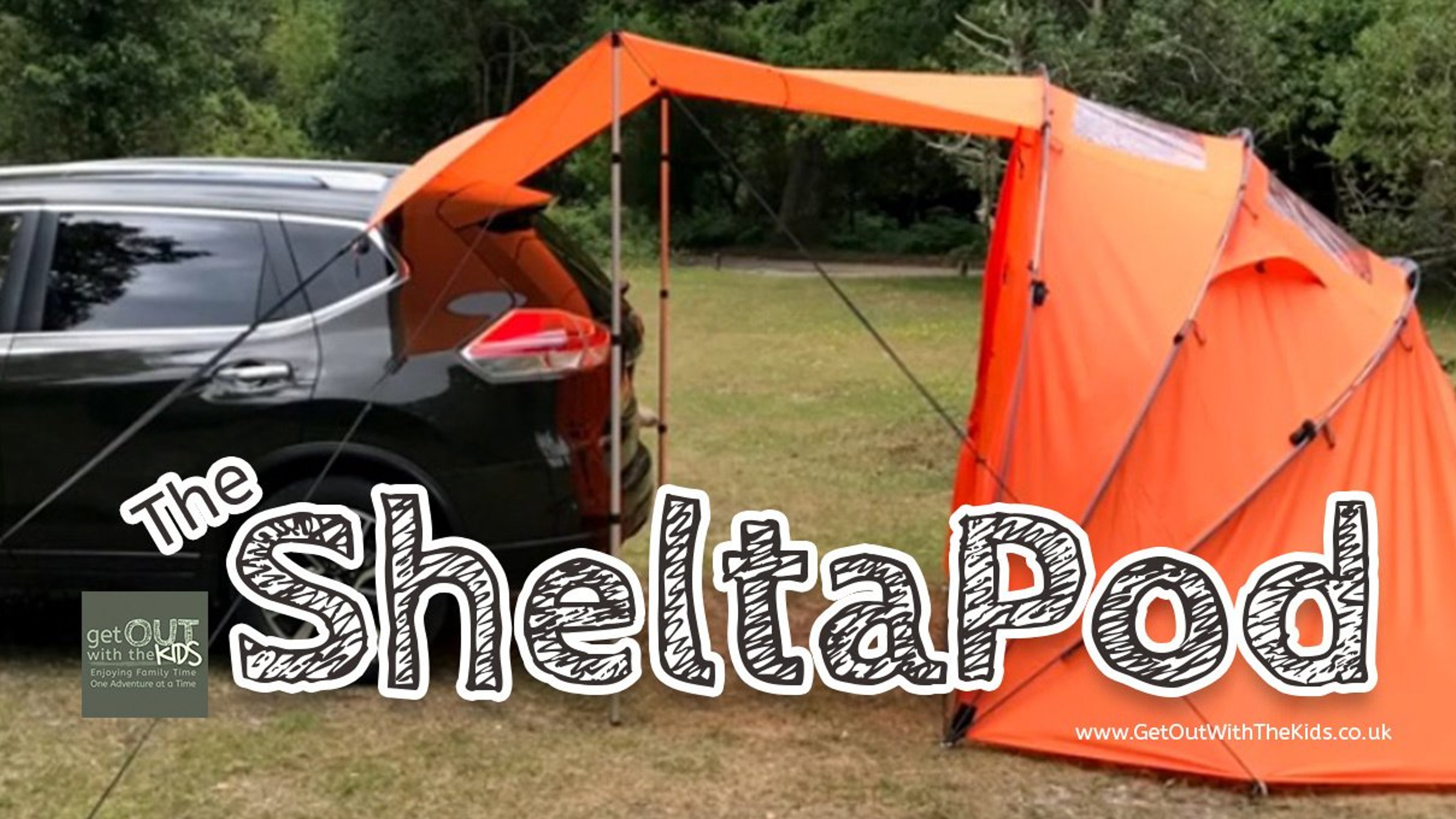 The SheltaPod attached to the rear of a car