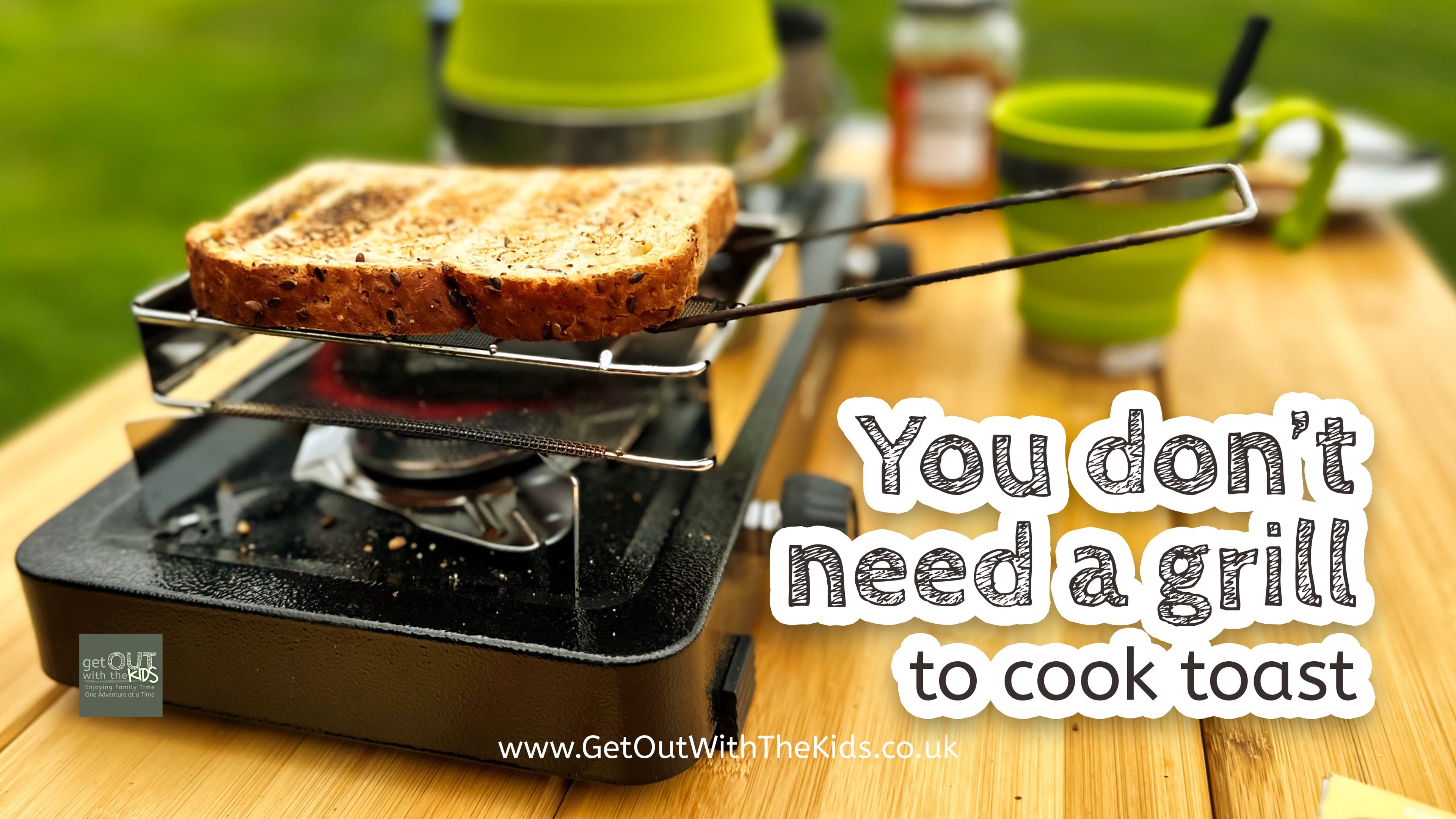 Cooking toast on a camping stove hob