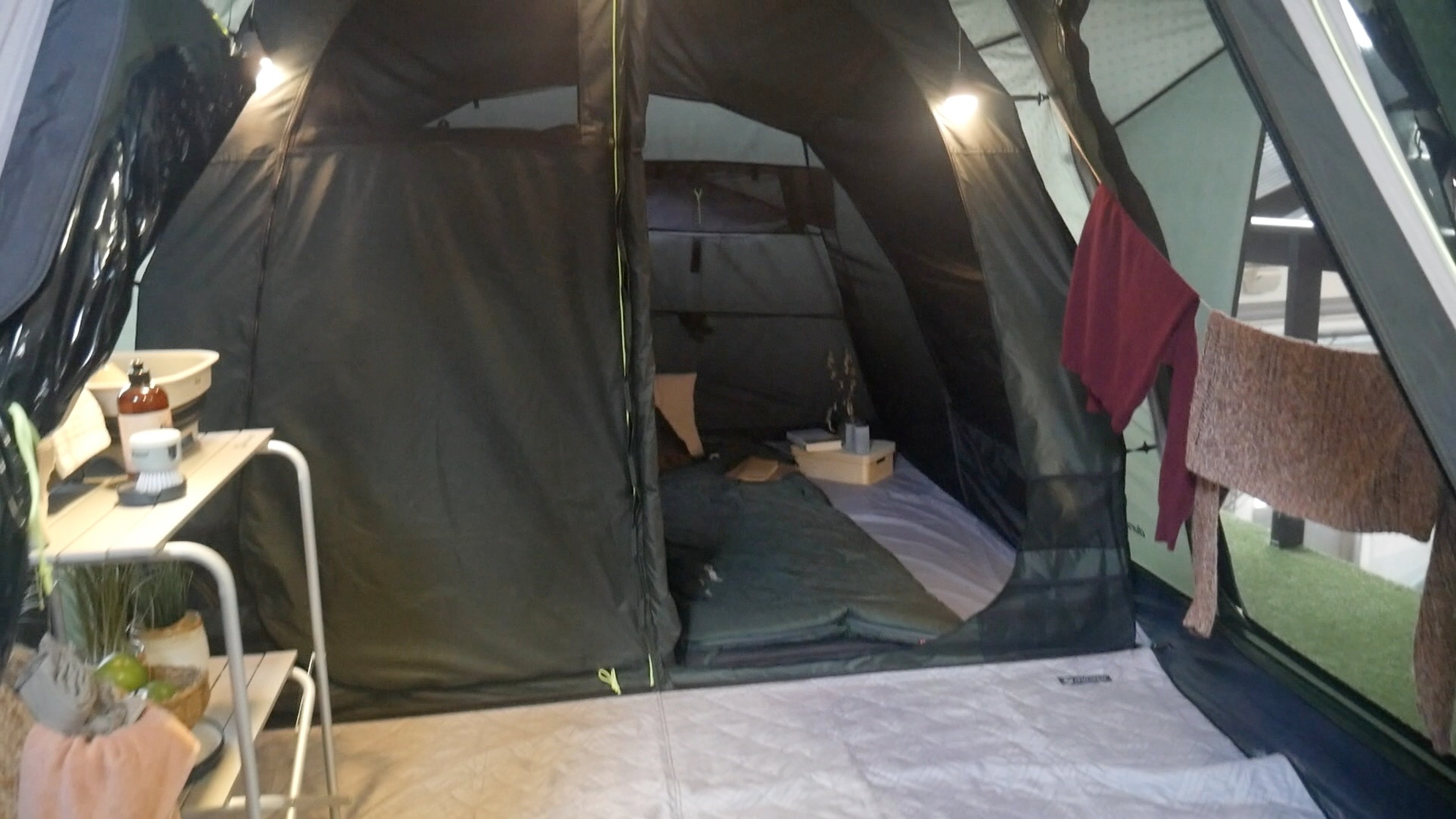 A view of inside the tent