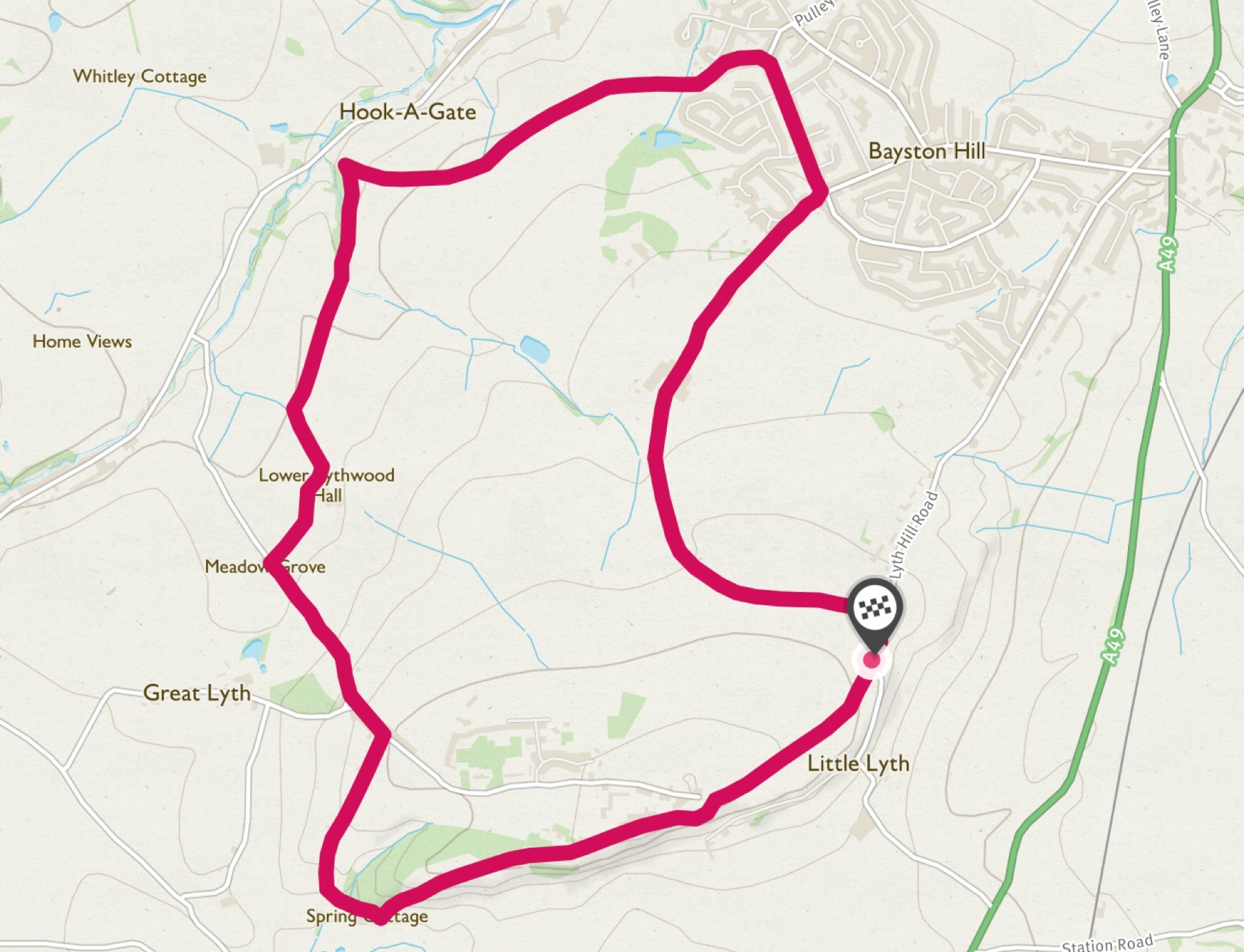 Circular Walk around Lyth Hill Route Map