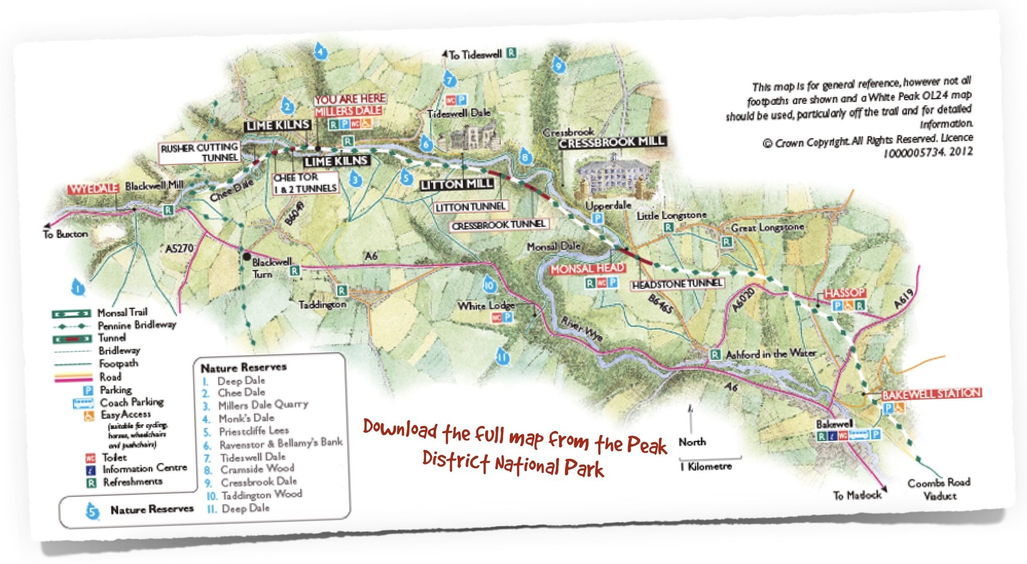 Traffic Free Monsal Trail Cycle Route Route Map