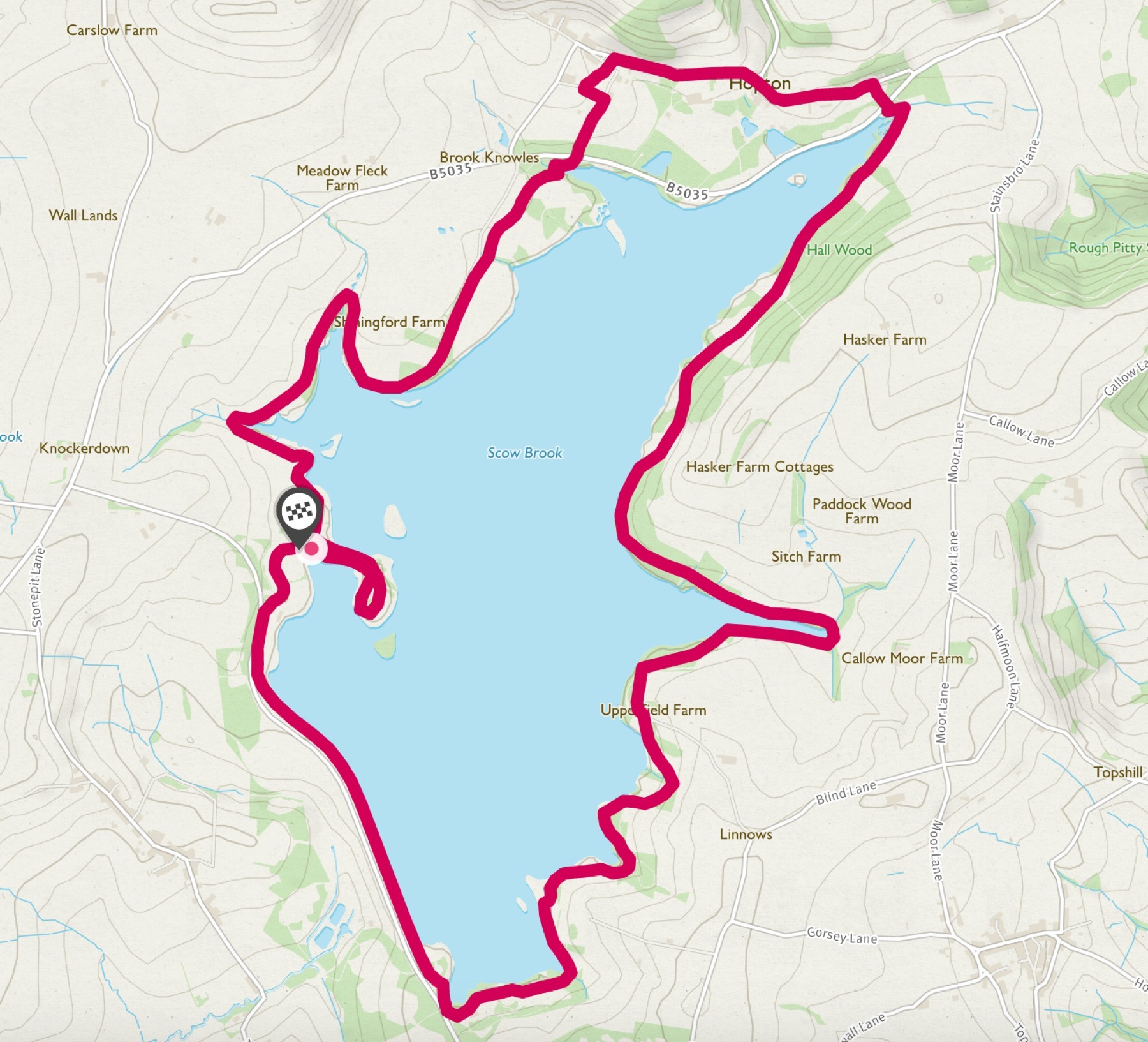 Circular Walk around Carsington Water Route Map