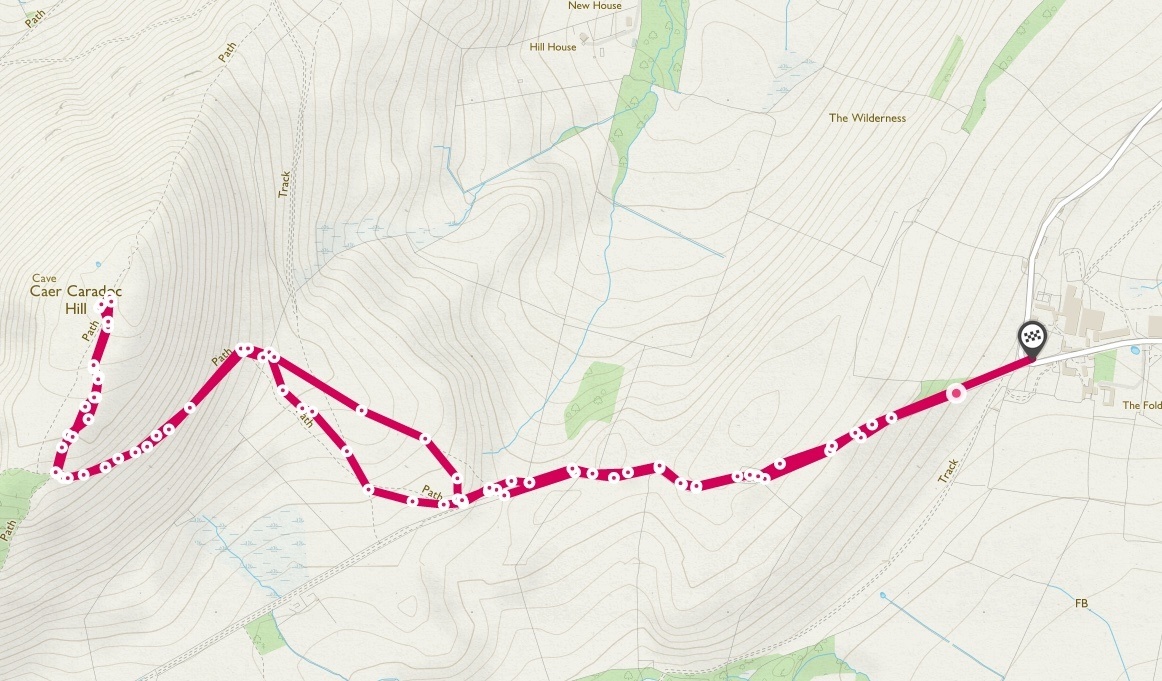 A walk up Caer Caradoc - The 'Back Way' Route Map