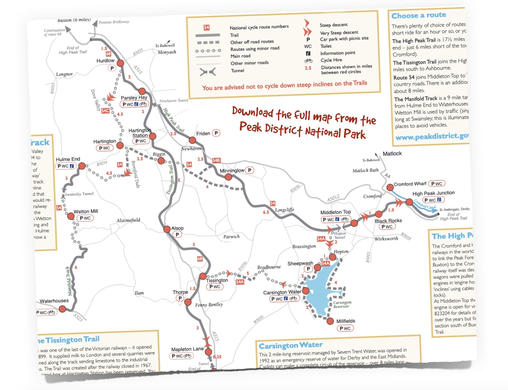 White Peak Cycle Routes Route Map