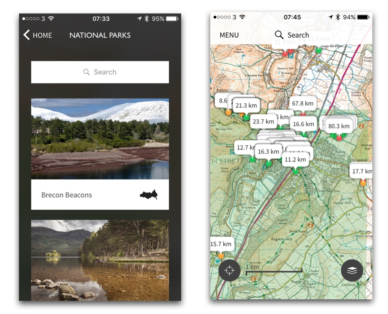 Finding routes on the OS Maps App