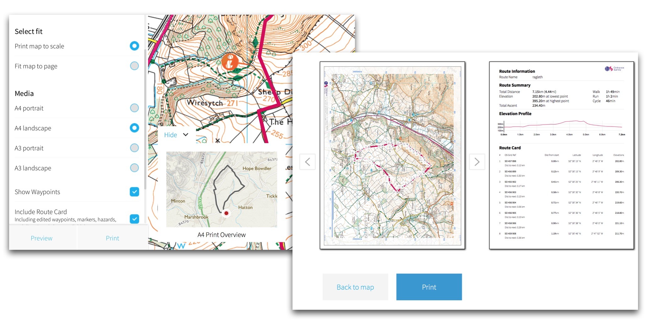 Printing options in OS Maps