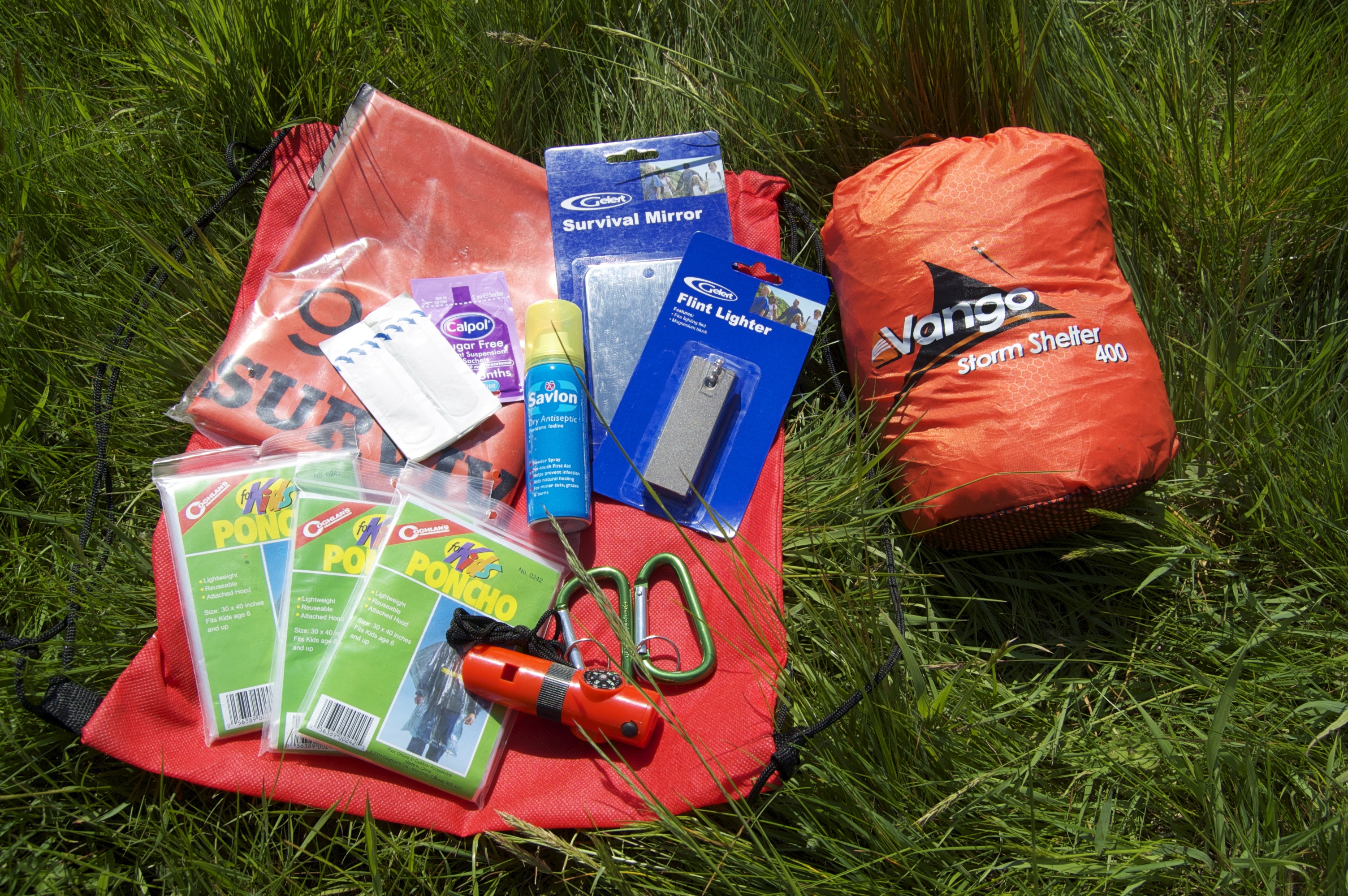 A hiking essentials emergency kit