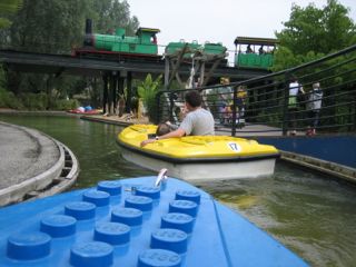 Riding the boats at Legoland
