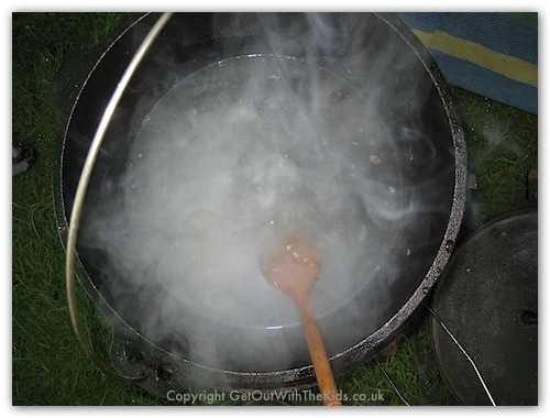 Hot Water in Dutch Oven for Cleaning