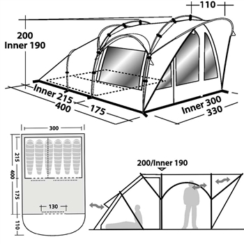 Robens Cabin 600 Tent Layout and Dimensions