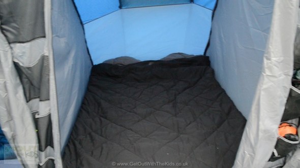 Coleman Breckenridge double sleeping bag fits snugly into the tent