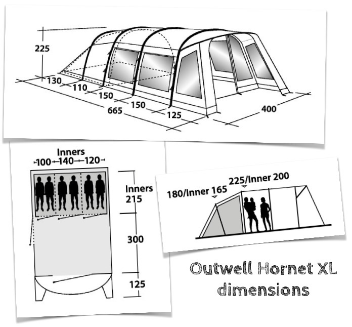 Outwell Hornet XL Dimensions