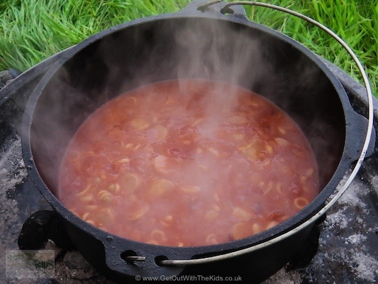Cooking spag hoop stew