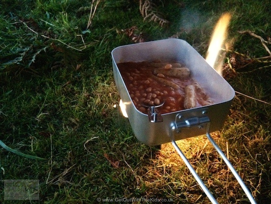 Sausages and Beans on Hexi Stove