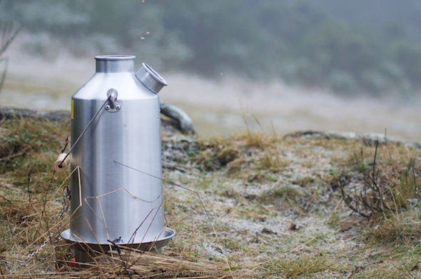 The Kelly Kettle heating water