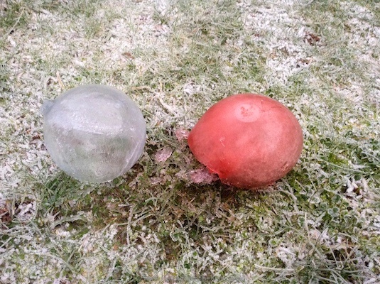 The contents of the frozen balloons