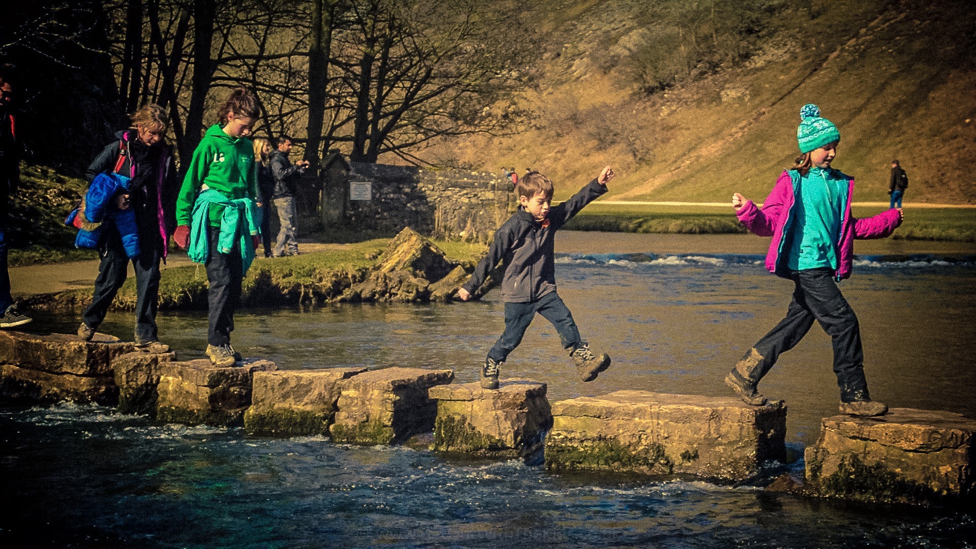 Crossing the Dovedale Stepping Stones