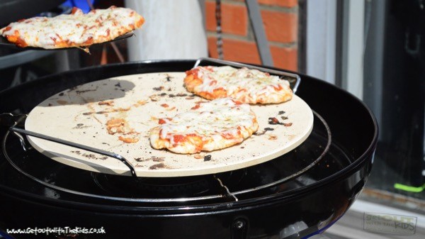 Freshly cooked stone-baked pizzas on the Cadac