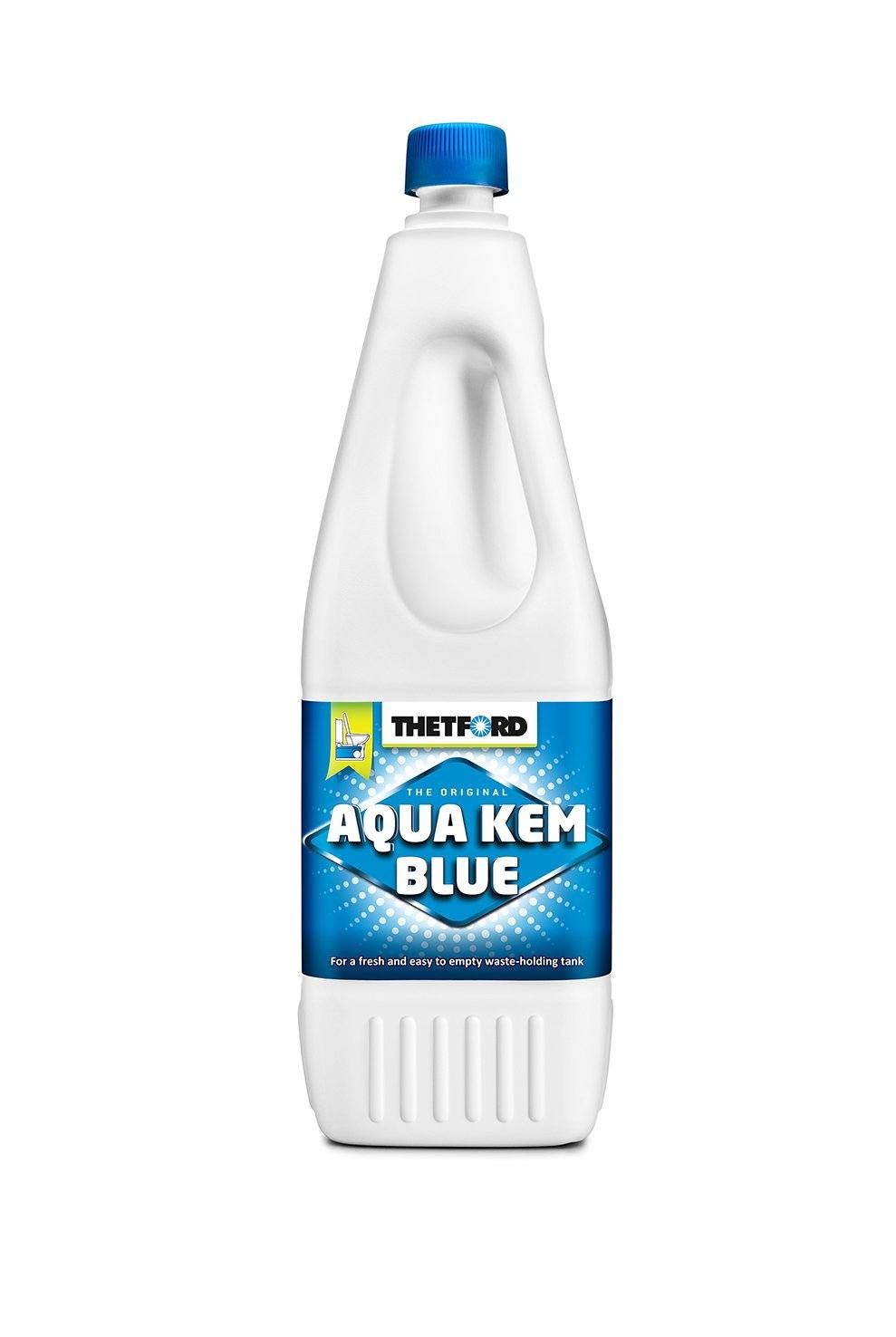 The blue camping toilet liquid