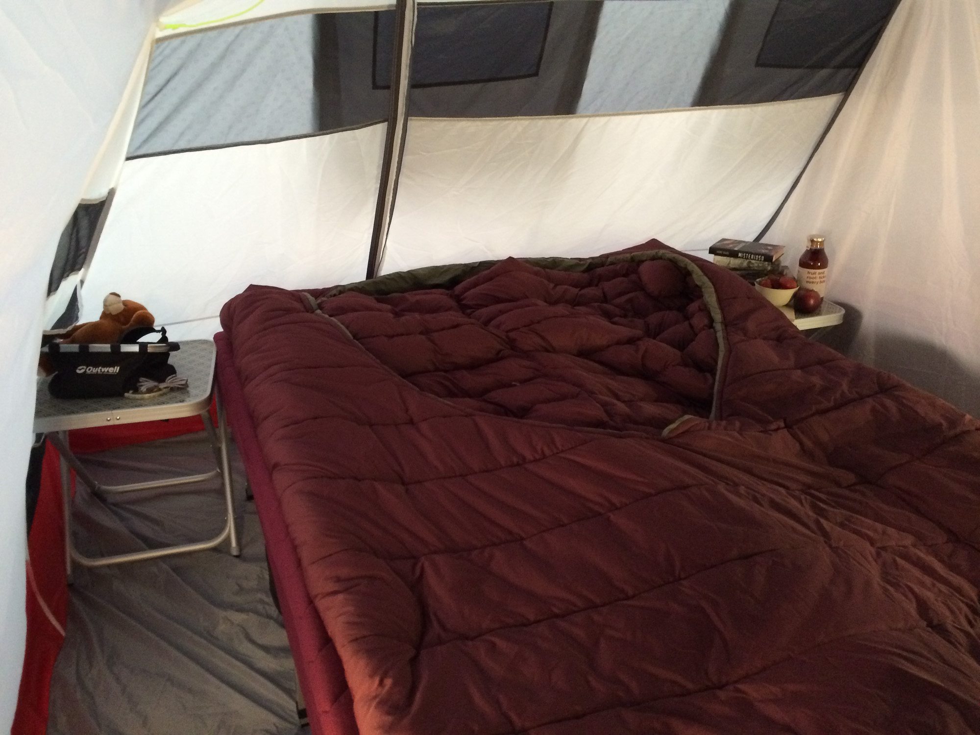 Photo of a camp bed with a sleeping mat