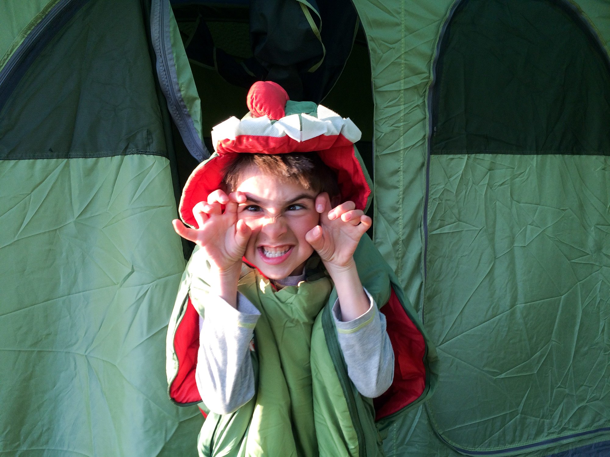 Camping with the sleeping bag