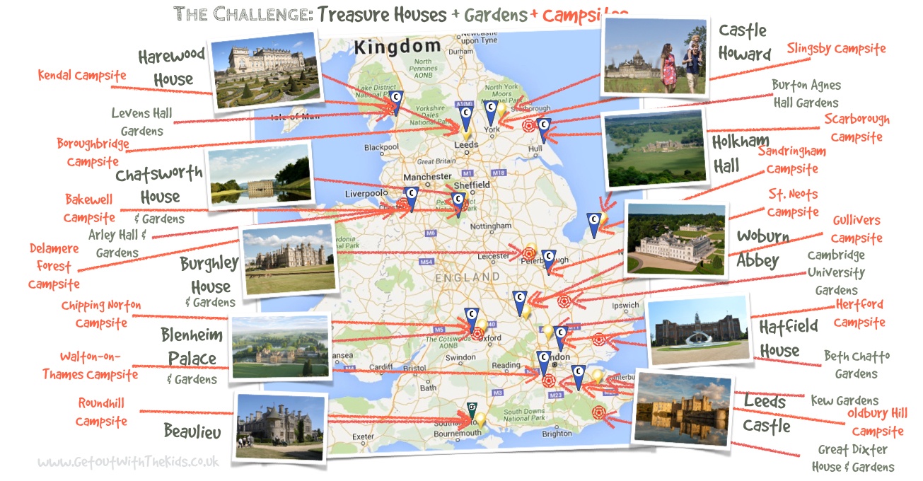 Treasure Houses Gardens Campsites Map