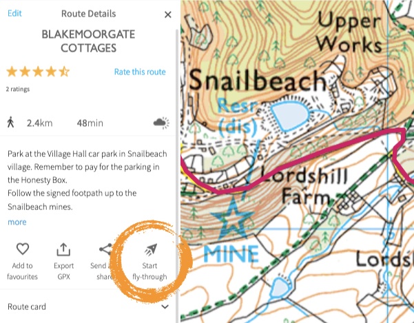 The Start Fly-Through link on OS Maps