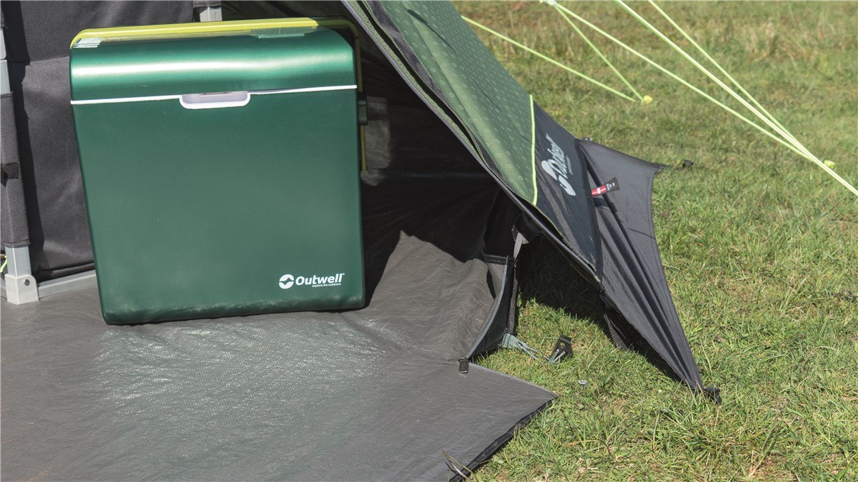 The large front porch on the Outwell Bear Lake tent gives plenty of protection