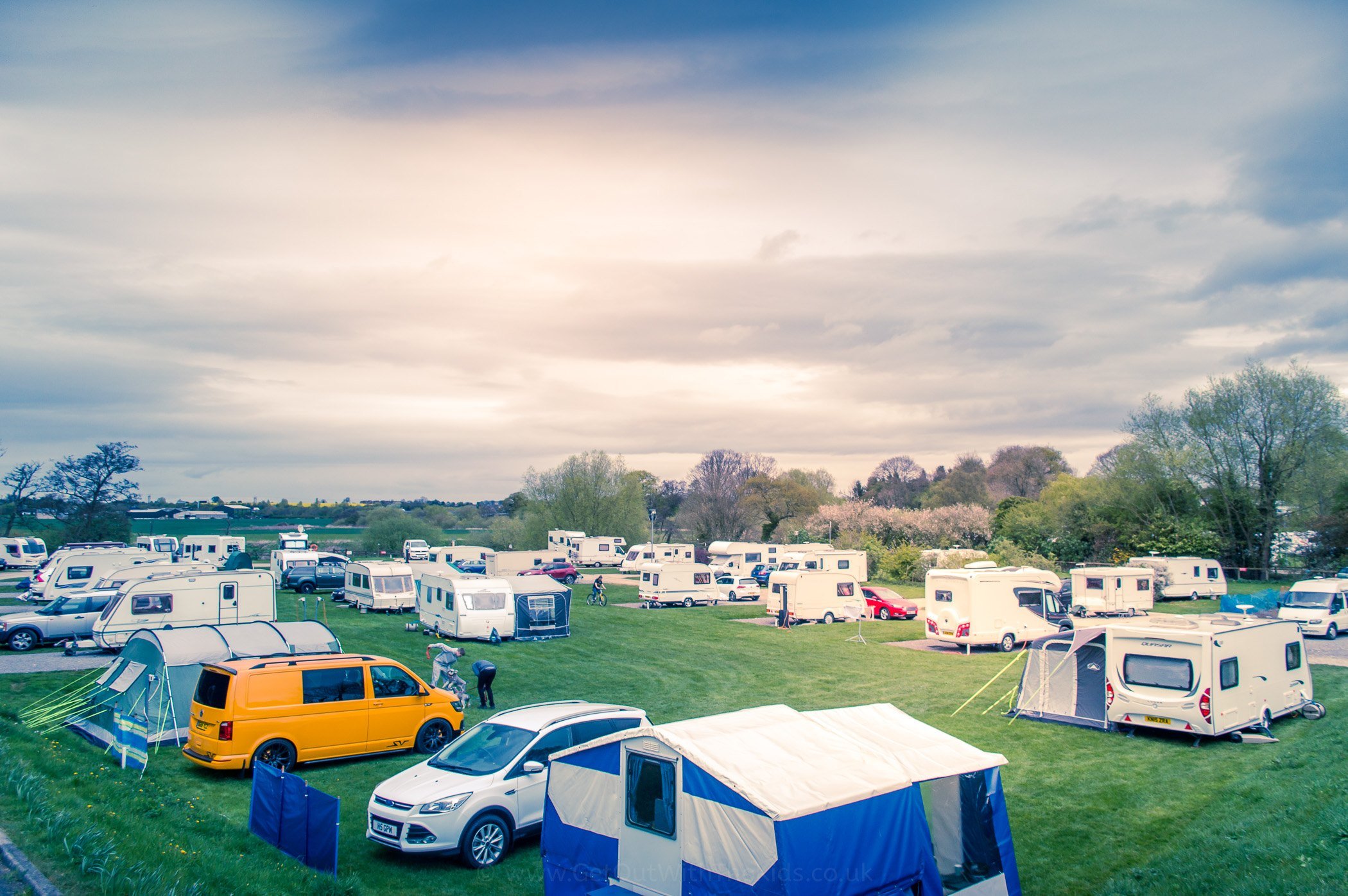 A busy camping field at the Easter Weekend