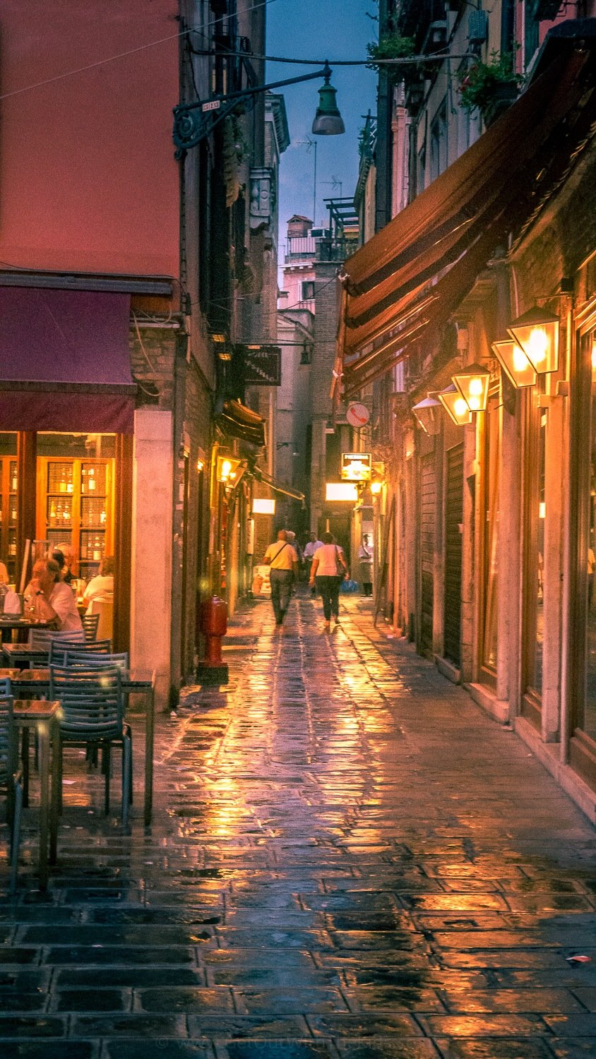 Photo of Venetian street at night