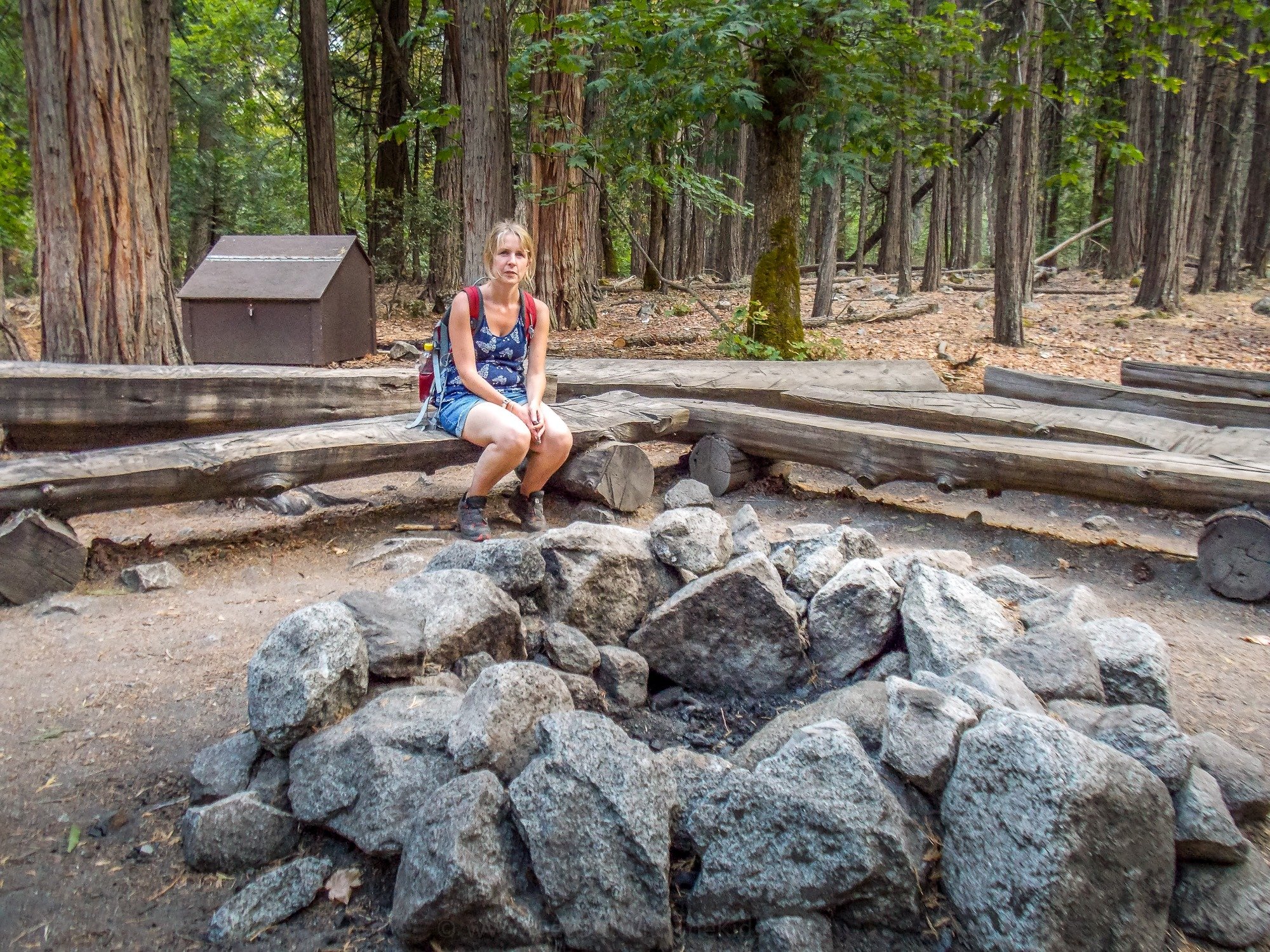 Large fire pit at Yosemite Valley