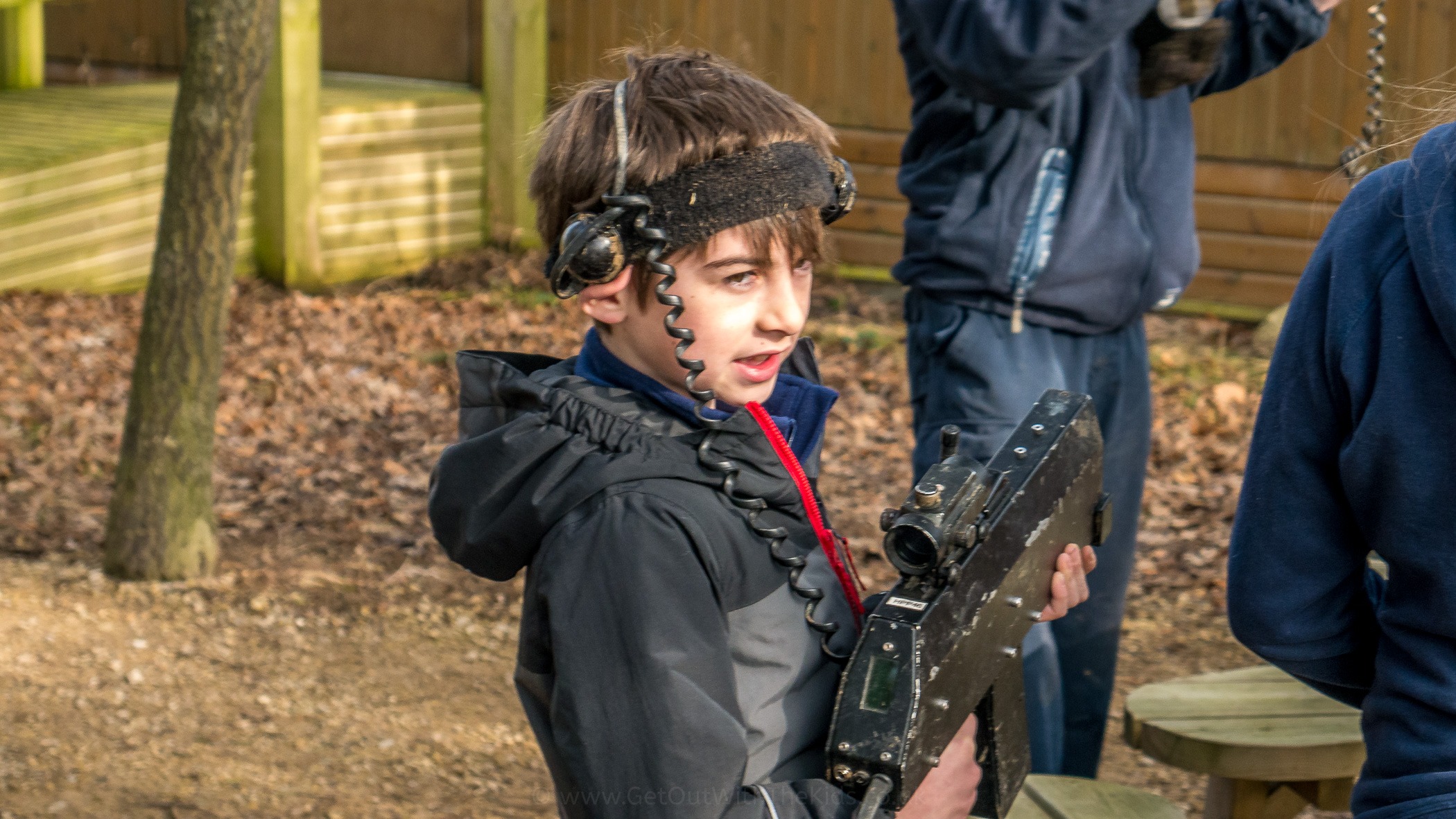 Armed and ready for laser combat at the Outdoor Adventure Zone