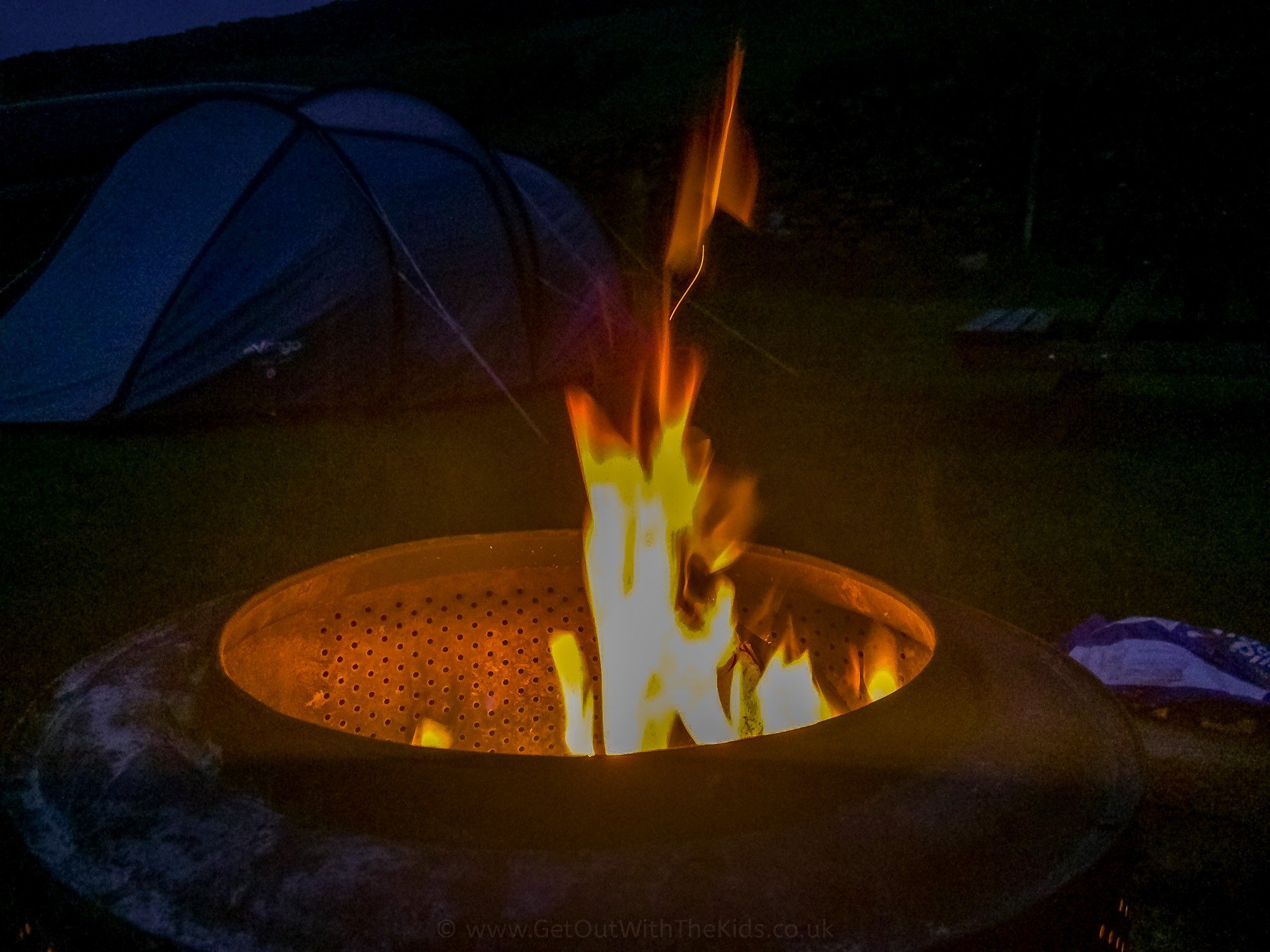 Having a campfire at the Usha Gap Campsite