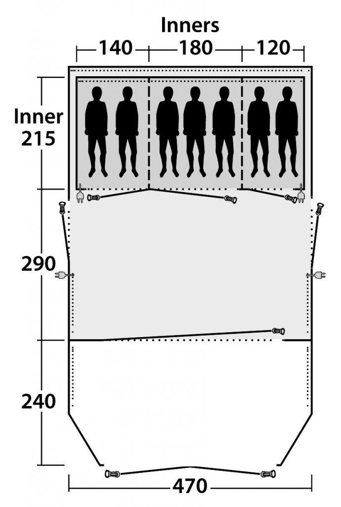 The Layout of the Outwell Stone Lake 7ATC Tent