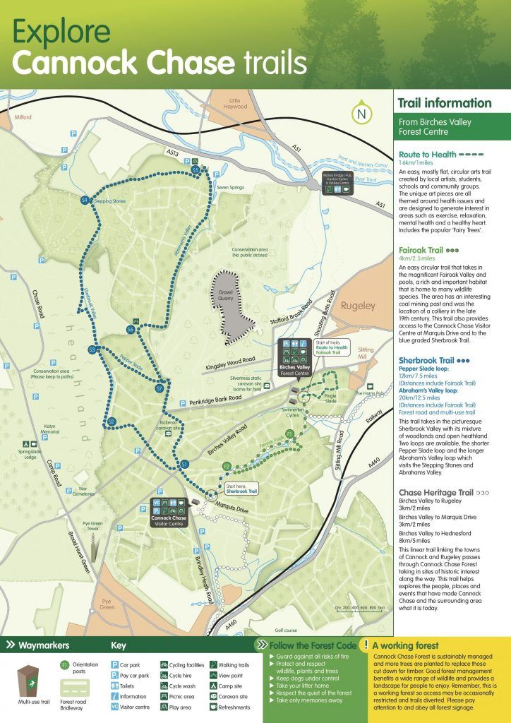 Map of Cannoc Chase Green MTB Trails