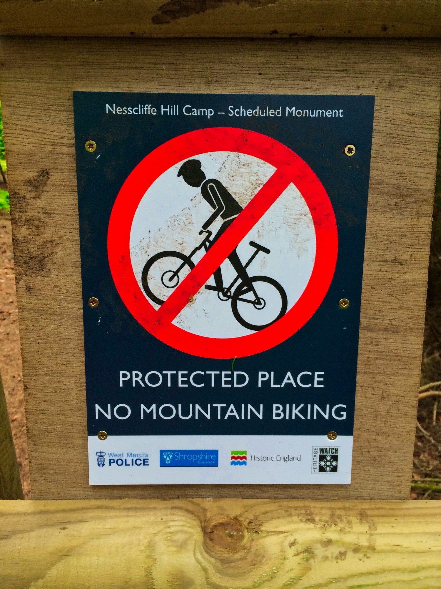  The routes that bikes are allowed to take are well signposted. However, bikes are not allowed on the trail through the ancient Hill Fort to protect history. Other trails bypass the hill fort.
