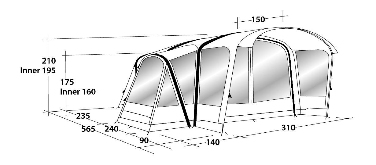 Outwell Hartsdale 4PA Tent Dimensions