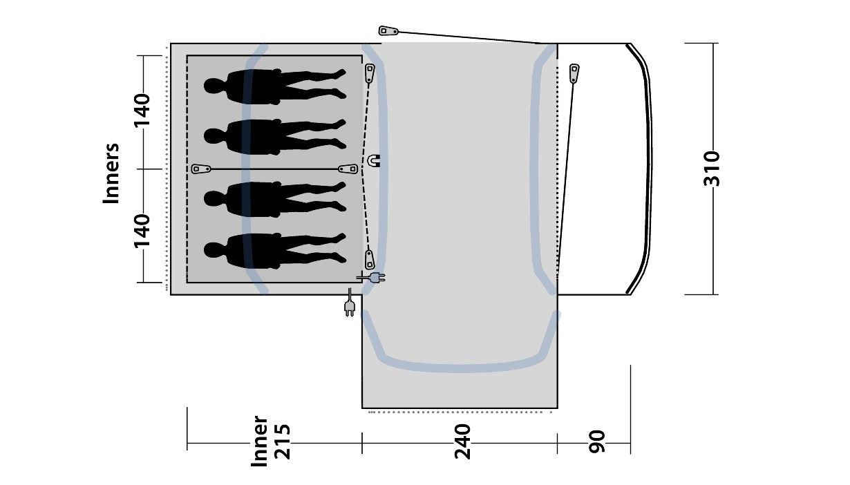 Outwell Hartsdale 4PA Tent Layout
