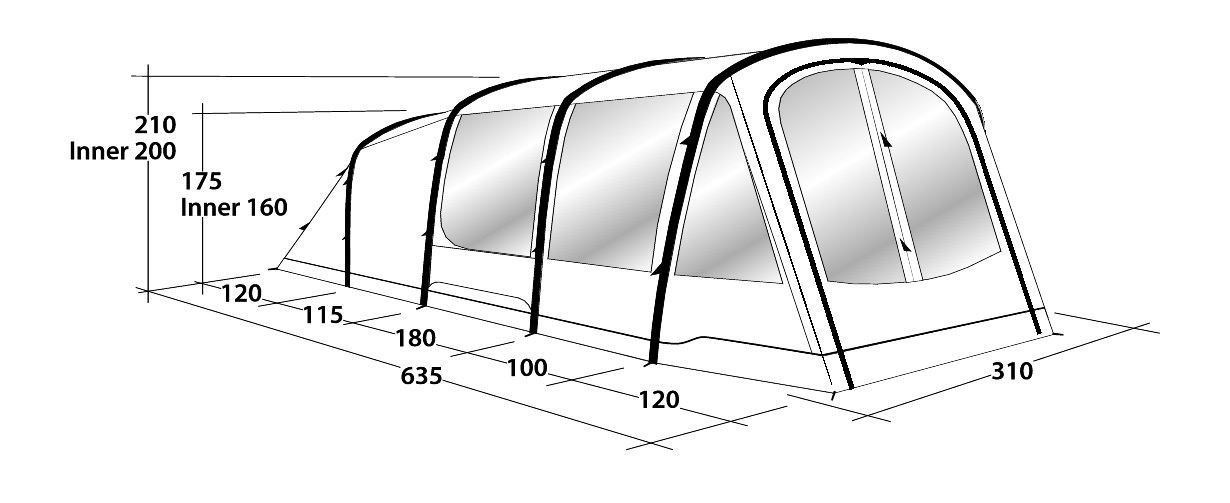 Outwell Parkdale 4PA tent dimensions