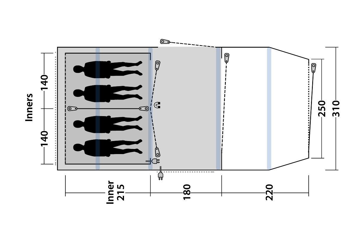 Outwell Parkdale 4PA tent layout