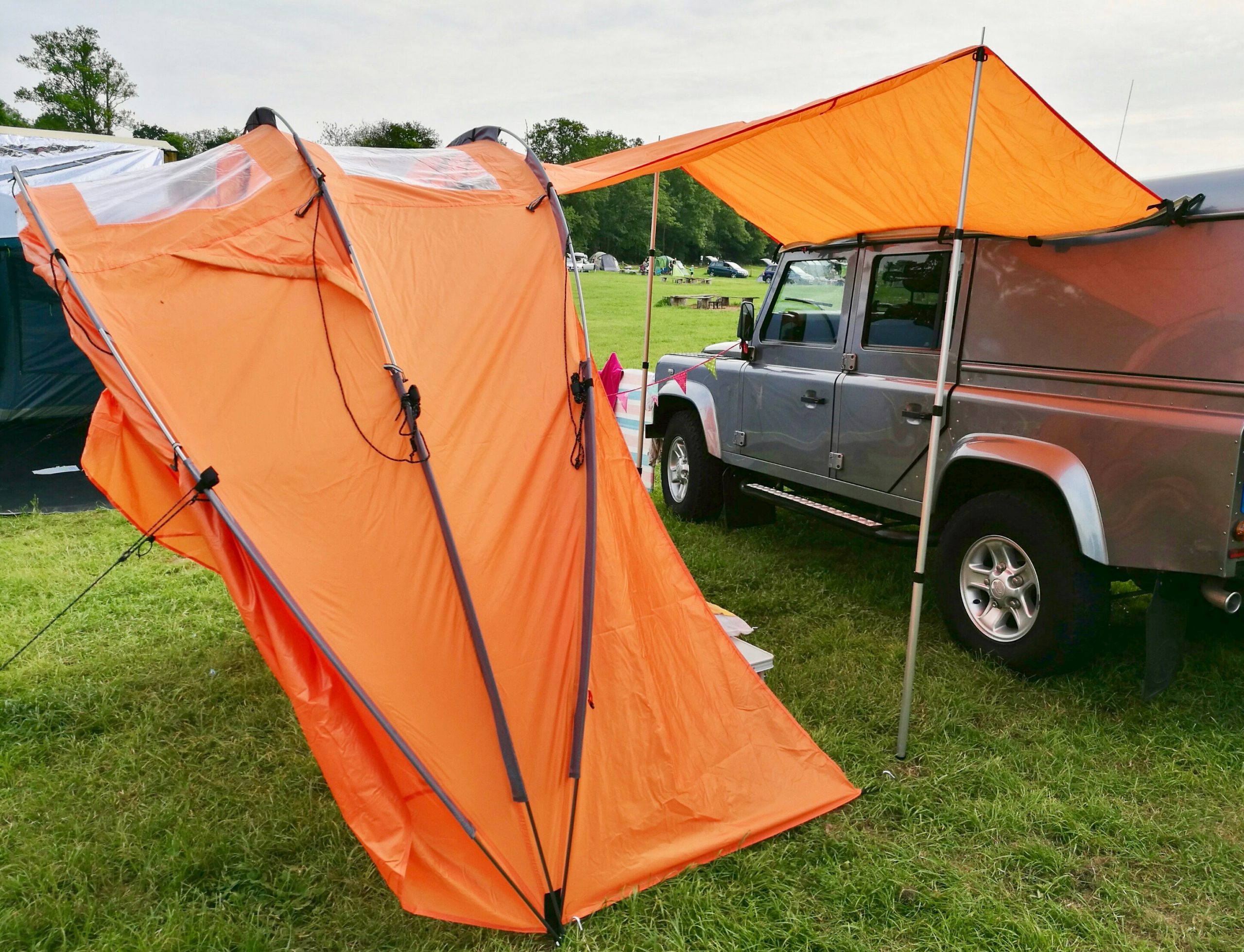The SheltaPod attached to a Land Rover