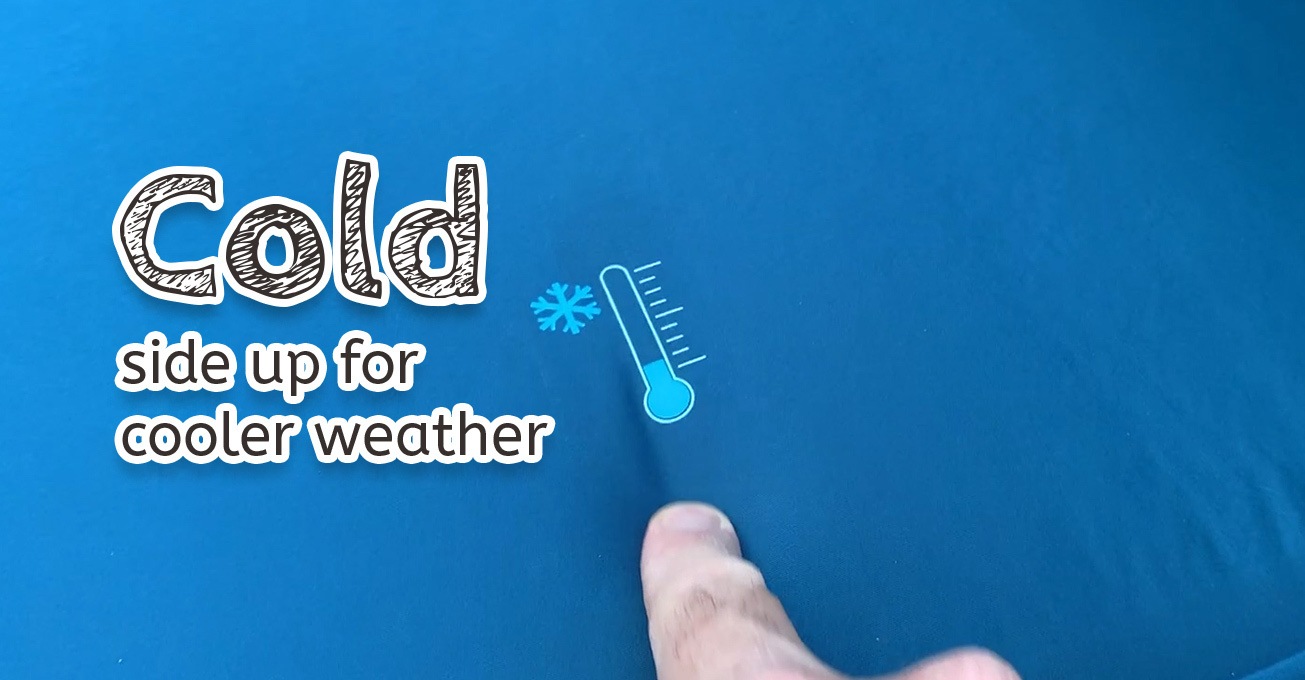 The insulated cold side of the mat