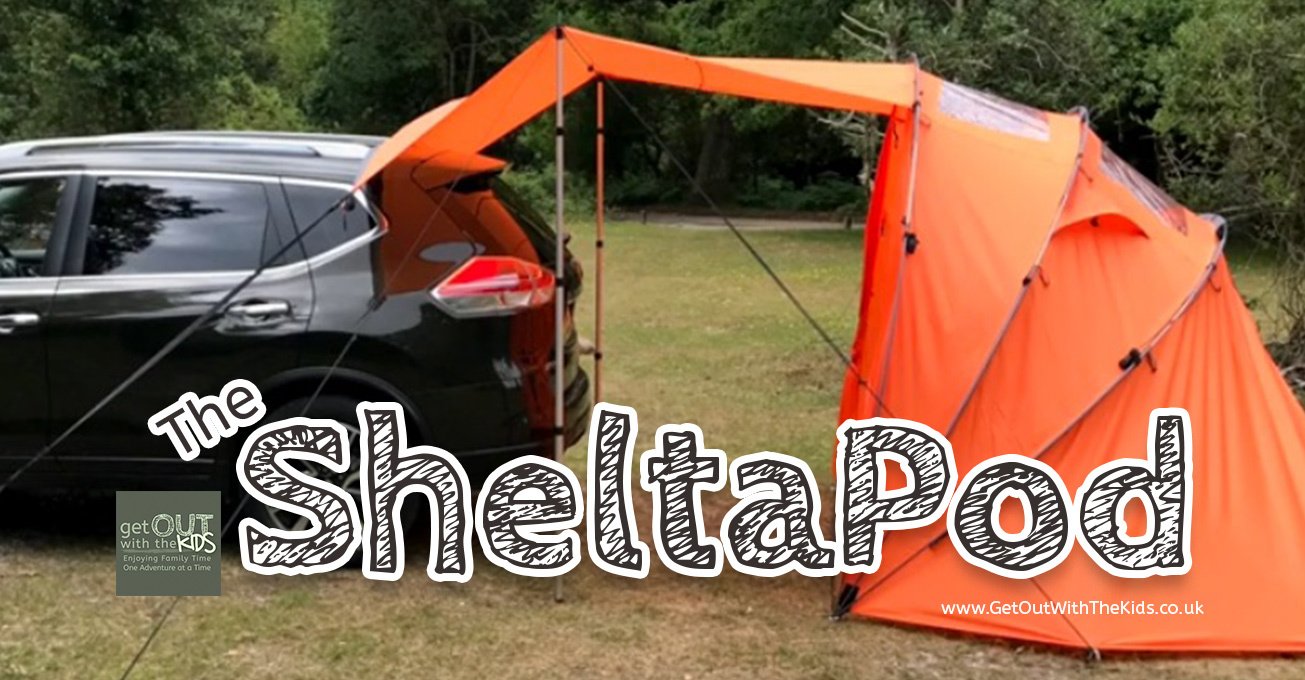 The SheltaPod attached to the rear of a car