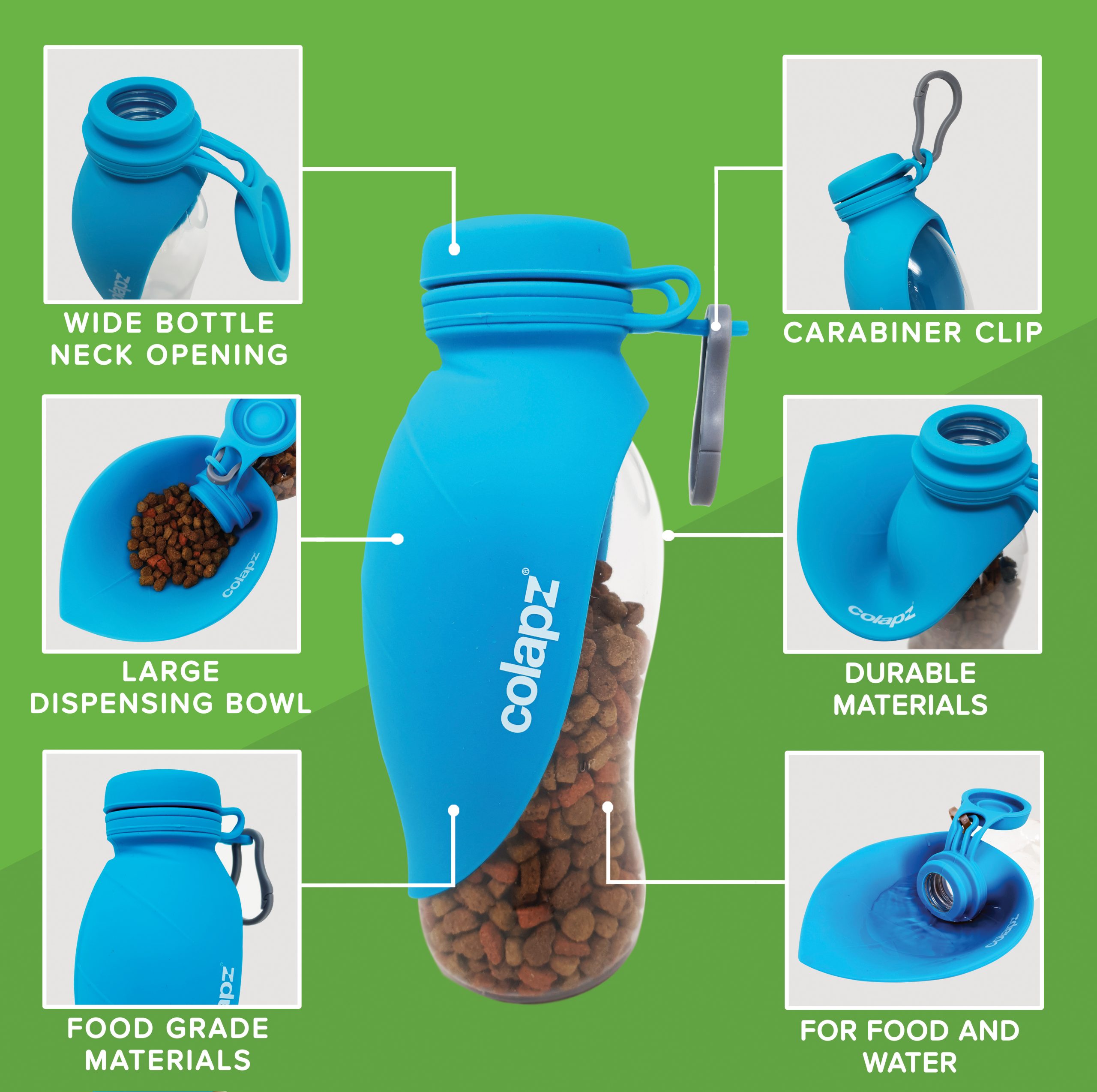 Colapz dog water bottle features