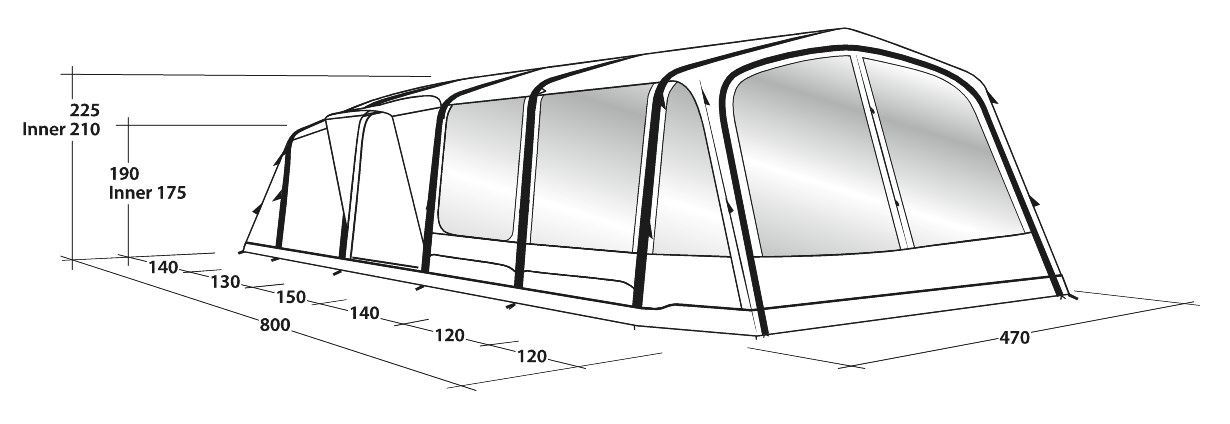 Outwell Knoxville 7SA Tent Dimensions
