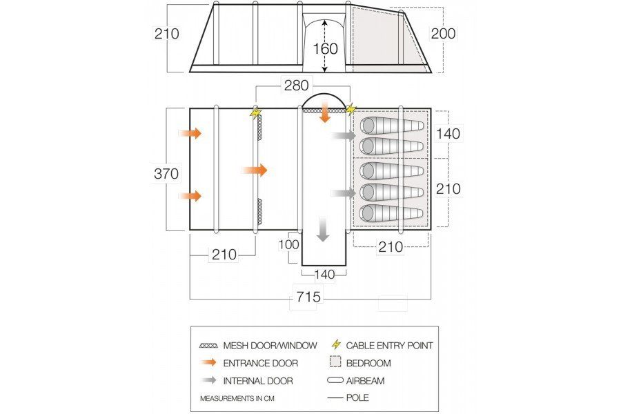 Rome Air 550XL tent layout