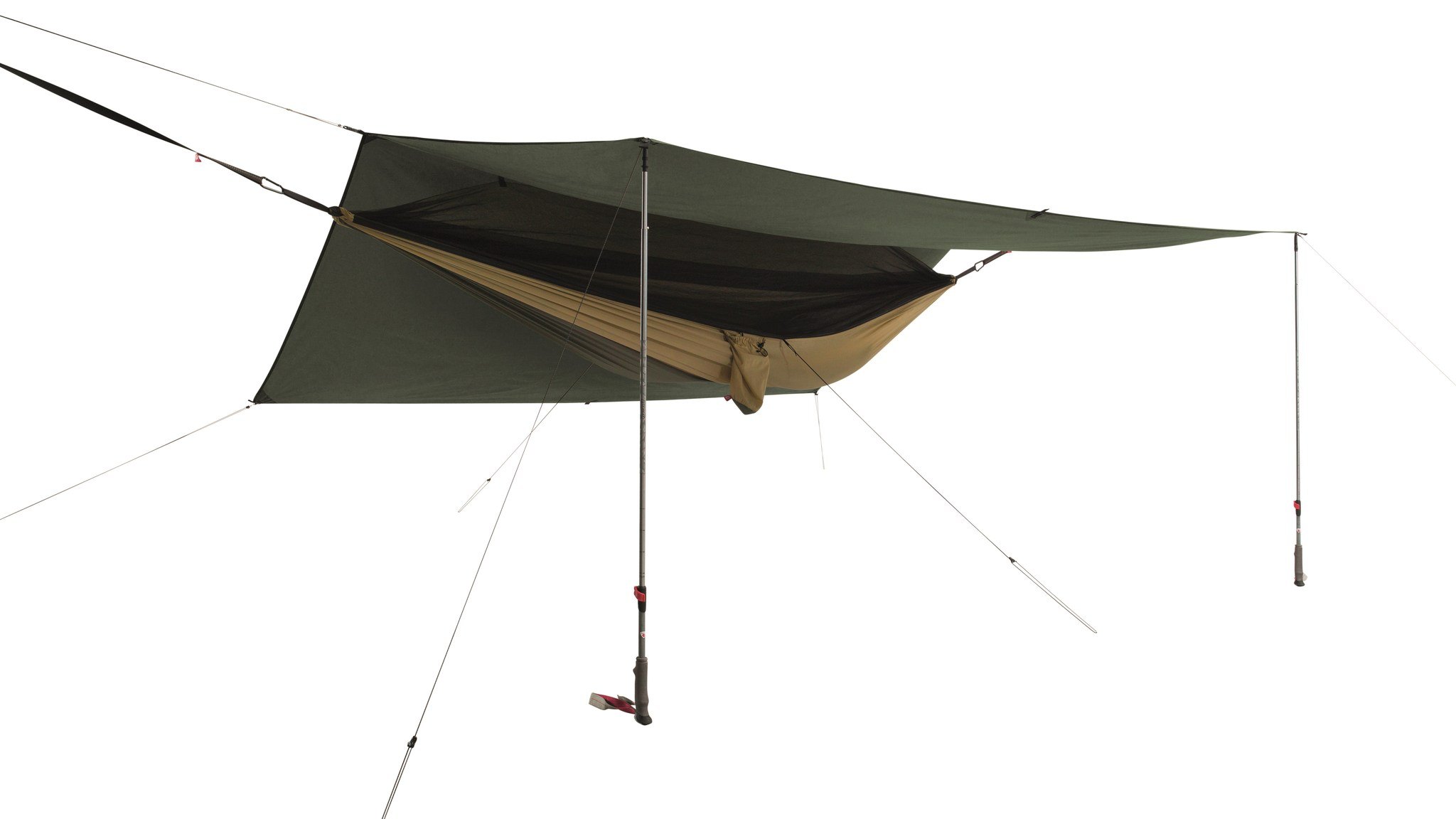 Additional tarp support with walking pole