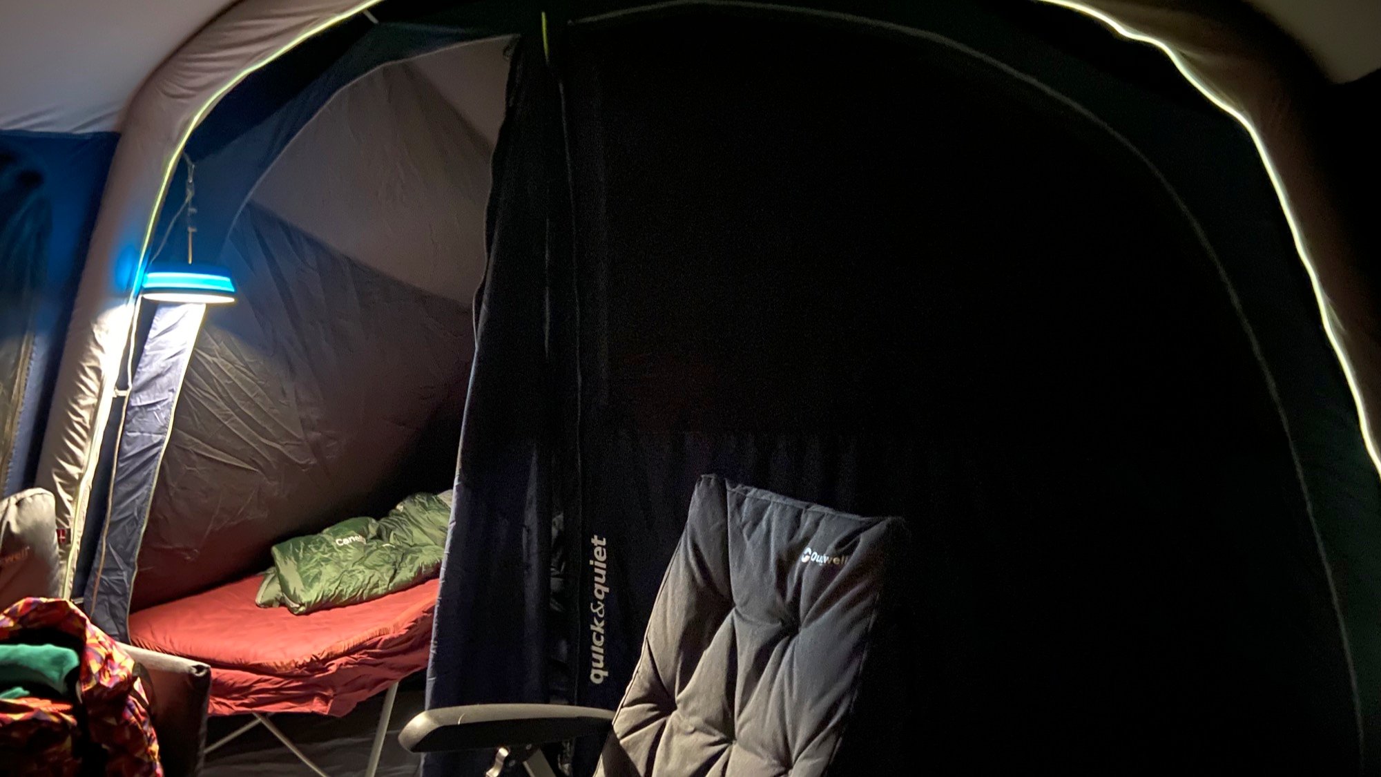 The Outwell Night Light System (ONS) inside the tent
